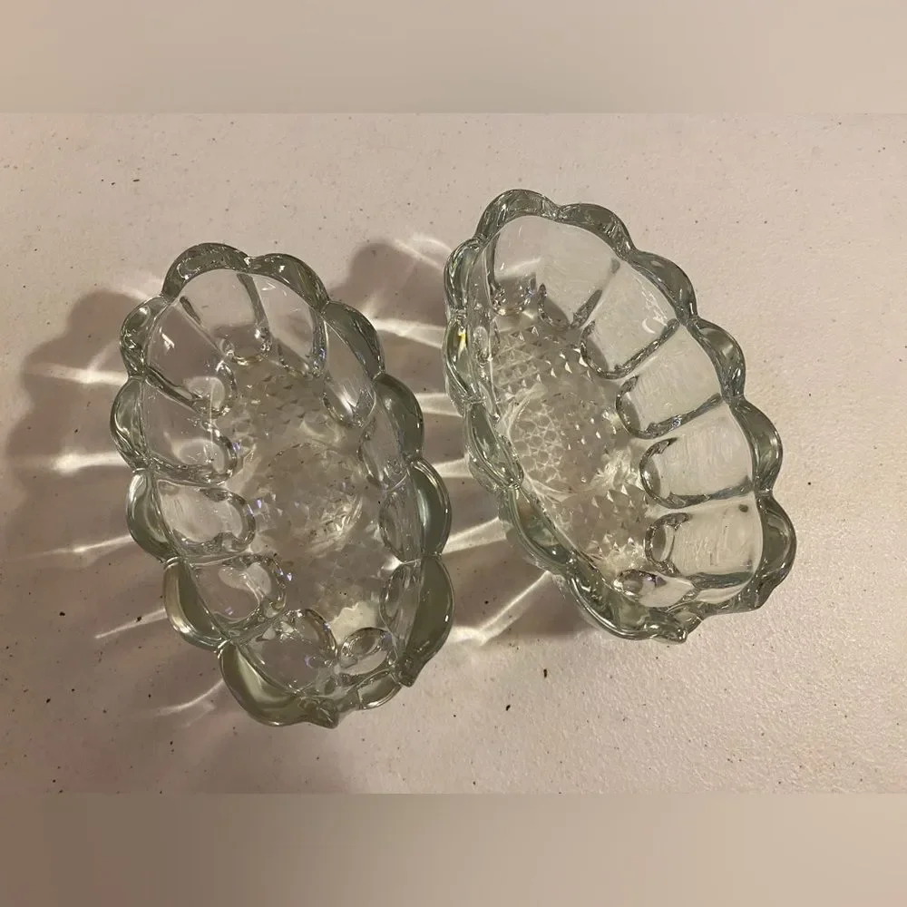Vintage Princess House #438 Spoon/Fork Utensil Glass Dish Pair [Item 620]